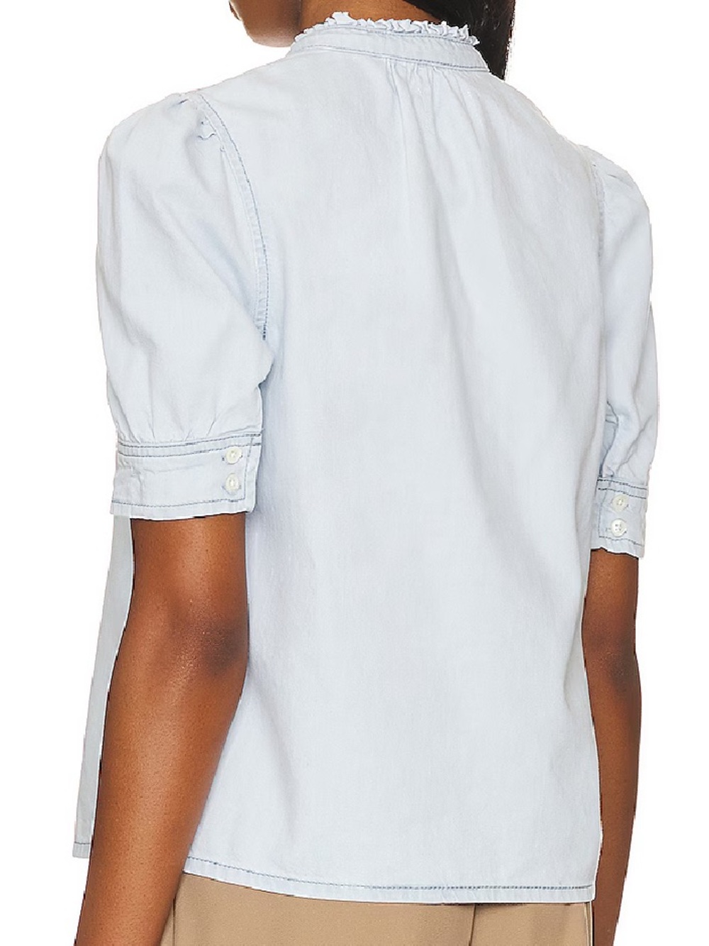Frame Deep V Ruffle Collar Top : Medium - Picture 2 of 9